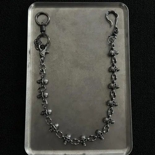 Jewelry Silver Skull Chain Wallet Keychain, Gothic Pants Chain Size ONE SIZE - 1 Thumbnail
