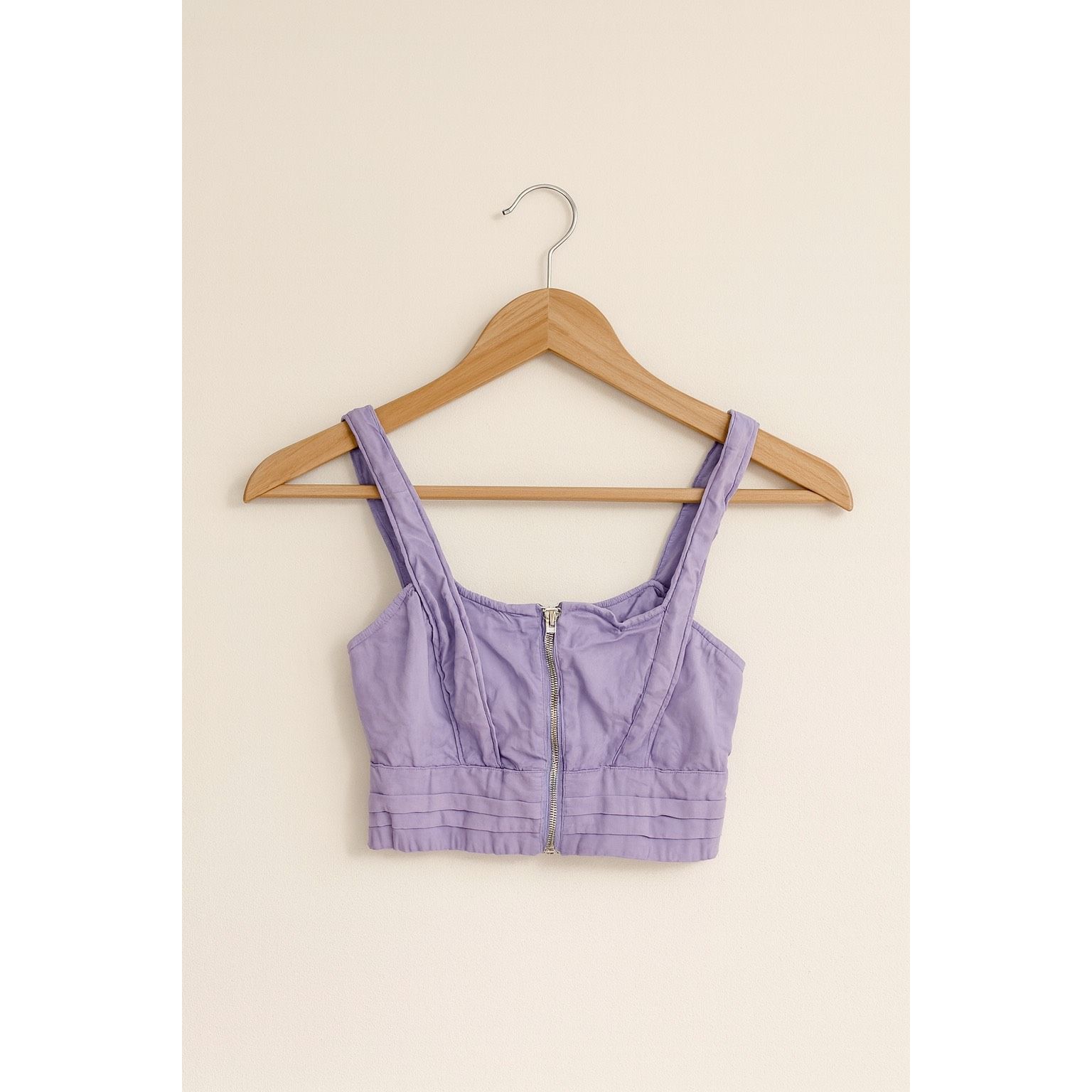 Zara Zara Basic Lavender Ruffle Crop Top Size M (Runs Small) Size M / US 6-8 / IT 42-44 - 2 Thumbnail