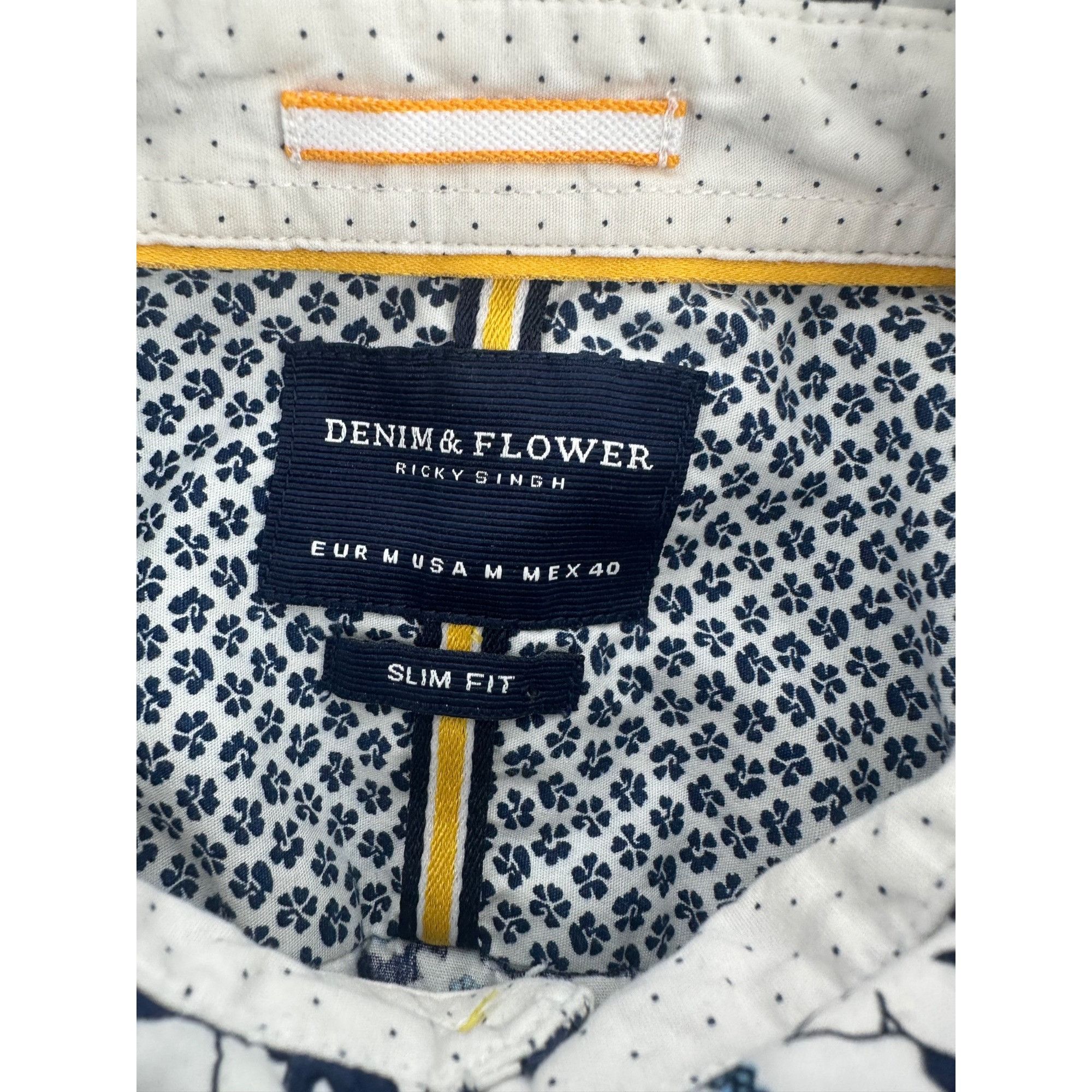 Other Denim & Flower Ricky Singh Slim Fit Floral Shirt Medium Navy Size US M / EU 48-50 / 2 - 7 Thumbnail