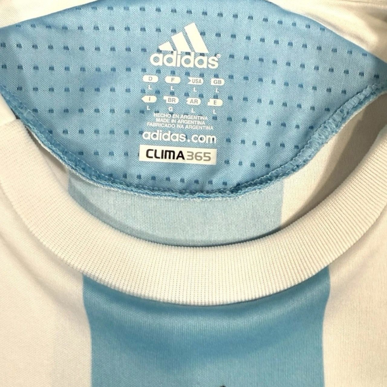 Adidas Argentina 2007-09 Home Football Shirt Soccer Jersey Adidas Size US L / EU 52-54 / 3 - 9 Thumbnail