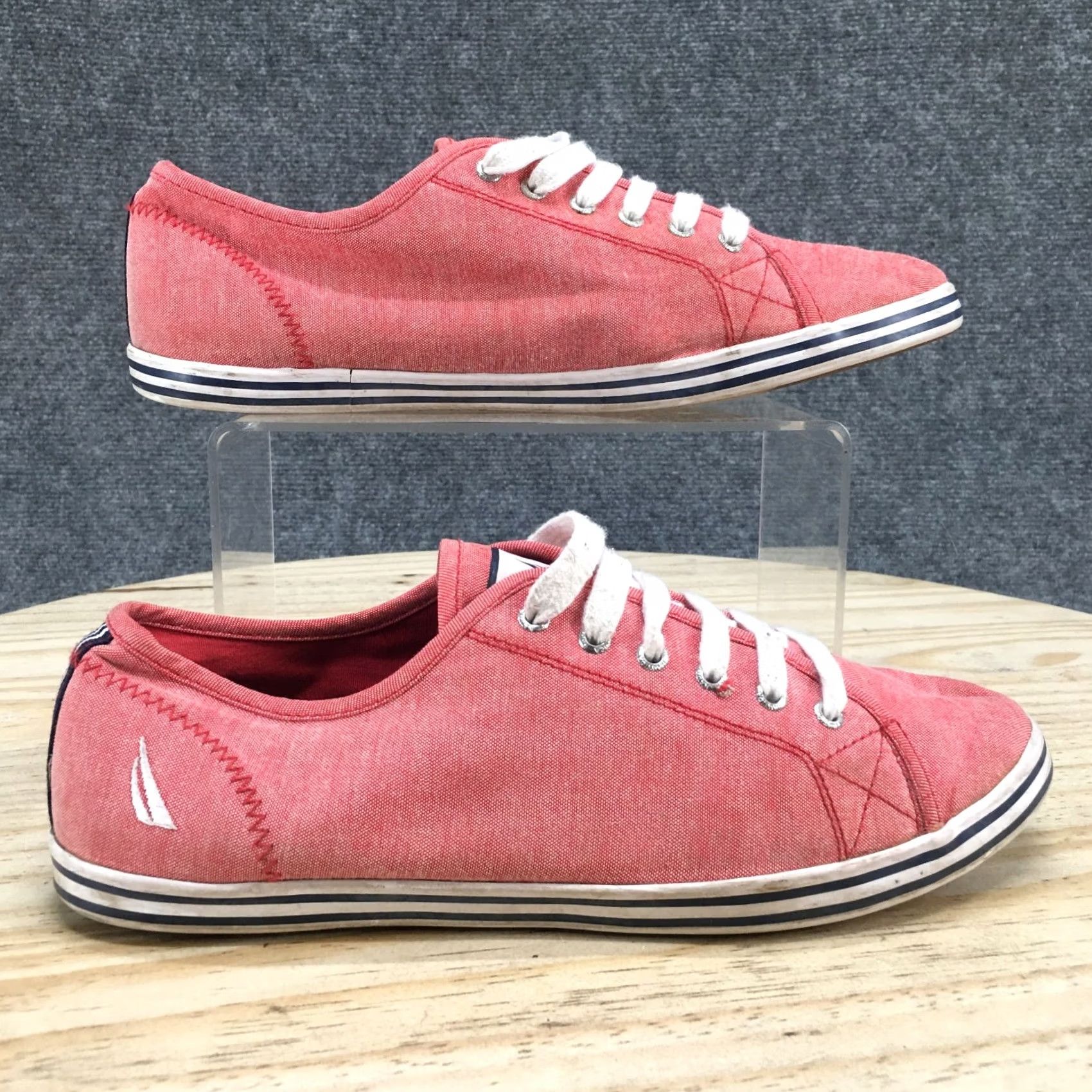 Nautica Nautica Womens Casual Low Top Sneakers NW007E Pink Fabric Lace Up Flats Shoes Size M / US 6-8 / IT 42-44 - 2 Thumbnail