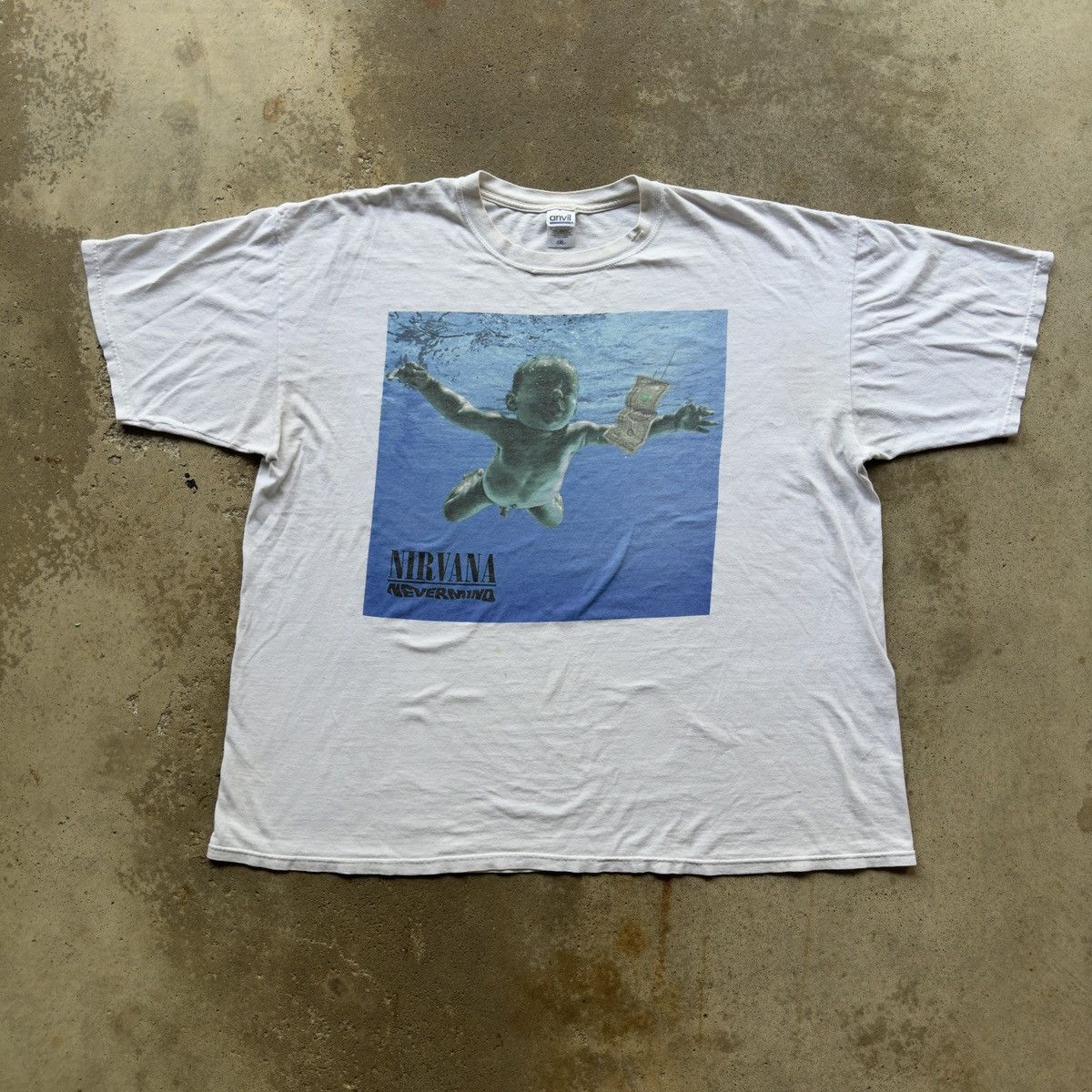 Image of Band Tees x Nirvana Vintage 2002 Nirvana Nevermind Thrashed Album Promo Tee 3Xl in White (Size 2XL)