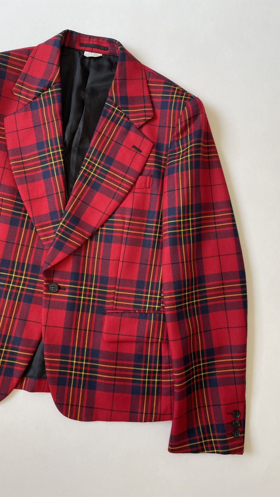 Comme des Garcons Homme Plus A/W 14 Oversized Lapel Tartan Wool Blazer Size 38R - 2 Thumbnail