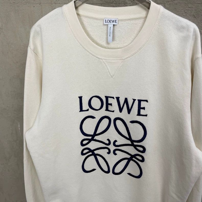 Loewe LOEWE White embroidered logo round neck hoodie Size S / US 4 / IT 40 - 3 Thumbnail