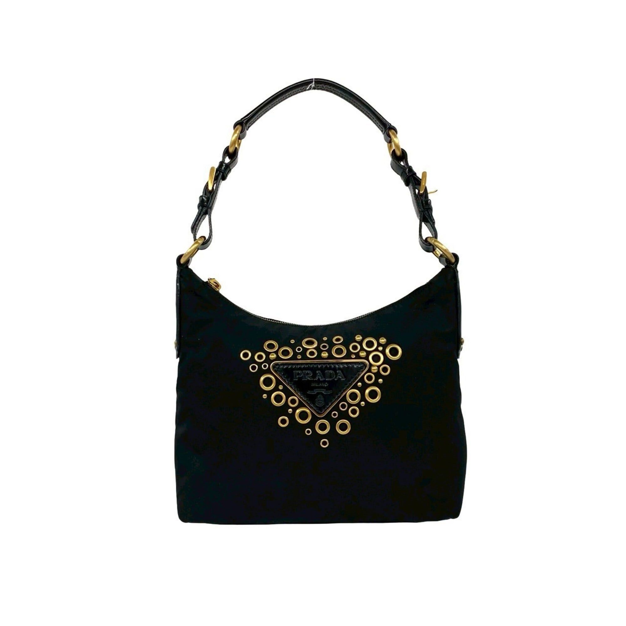 Prada PRADA Triangle Logo Hardware Nylon Patent Leather Genuine Studded Semi One Shoulder Bag Black 27985 Size ONE SIZE - 1 Thumbnail