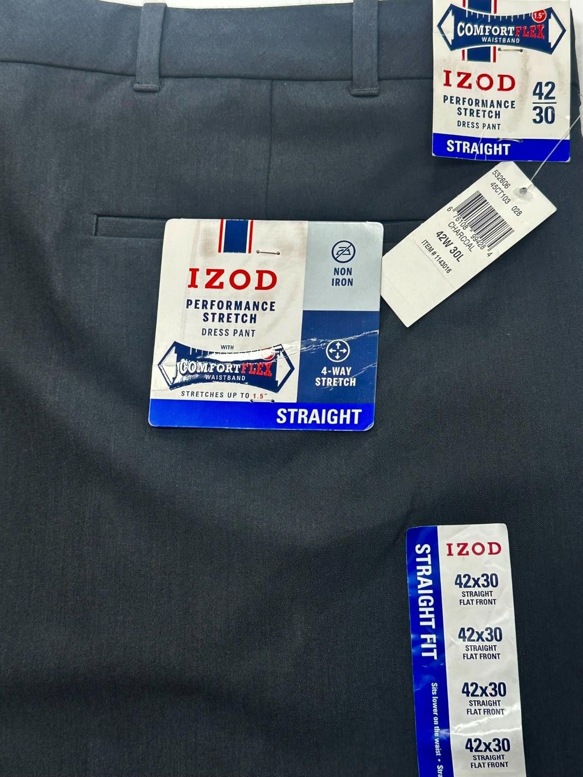 Izod Izod Straight Stretch No Iron Dress Pants Black Mens 42/30 Size US 42 / EU 58 - 3 Thumbnail