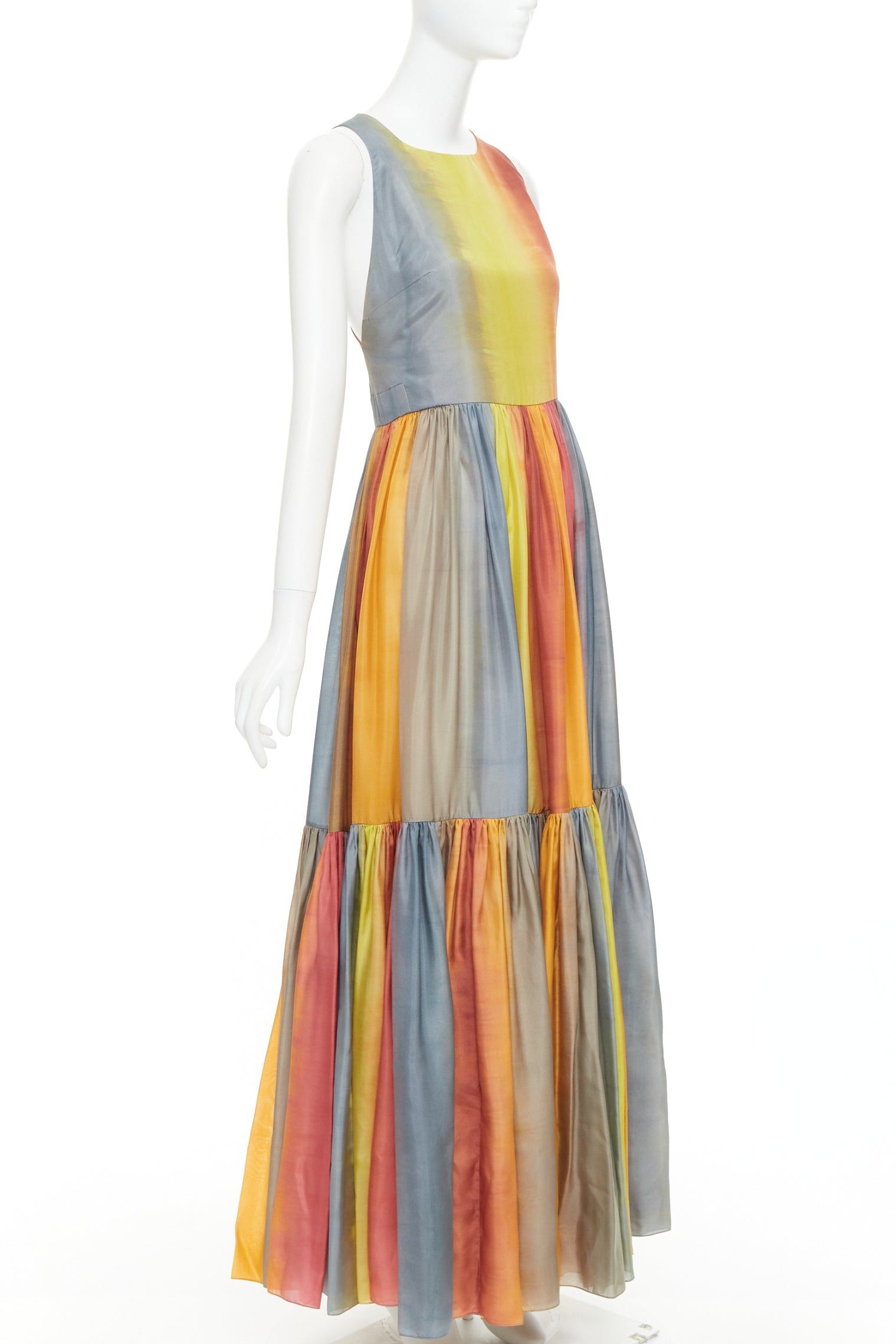 Dior CHRISTIAN DIOR 2022 Runway Maria Grazia Chiuri rainbow silk tie dye dress FR38 M Size M / US 6-8 / IT 42-44 - 1 Thumbnail