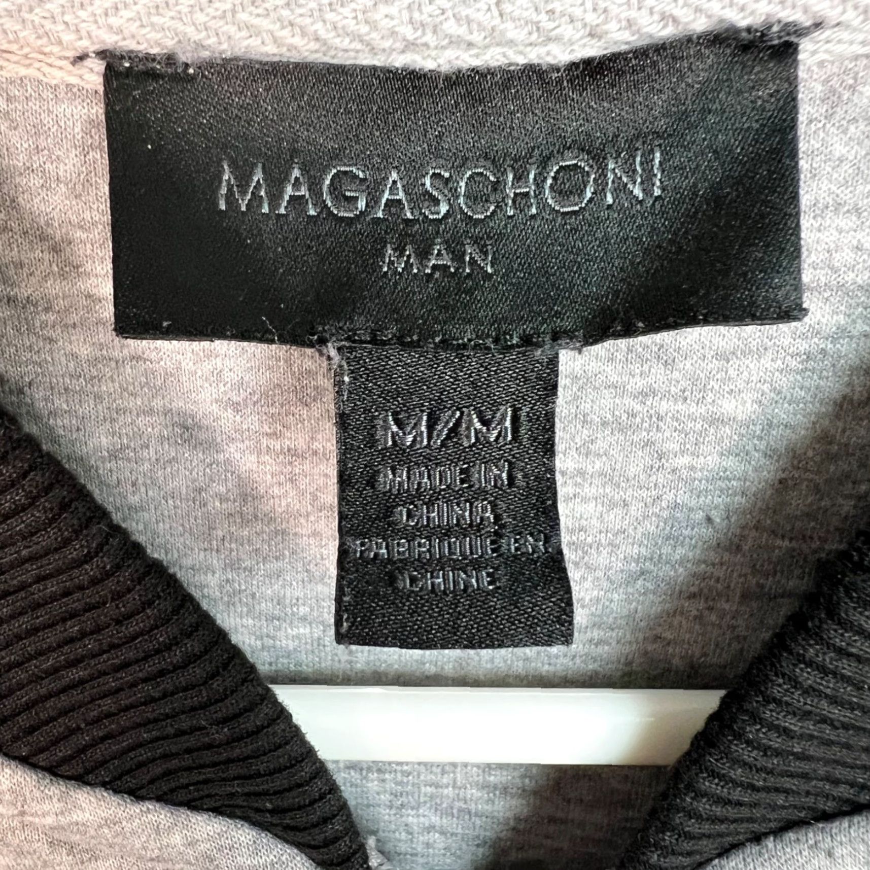 Vintage Magaschoni Mens Bomber Jacket - Gray, Black - Full Zip - Size M - Regular Fit - Knit Polyester - Pocket Zipper - Winter, Fall, Spring - Men Size US M / EU 48-50 / 2 - 3 Thumbnail
