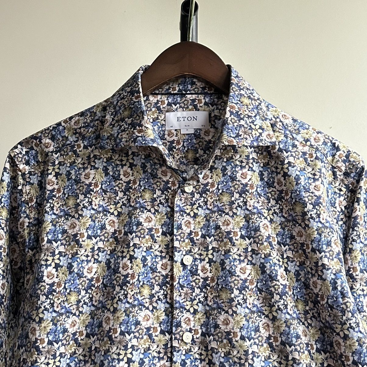 Eton ETON Allover Floral Slim Shirt Size M Size US M / EU 48-50 / 2 - 2 Thumbnail
