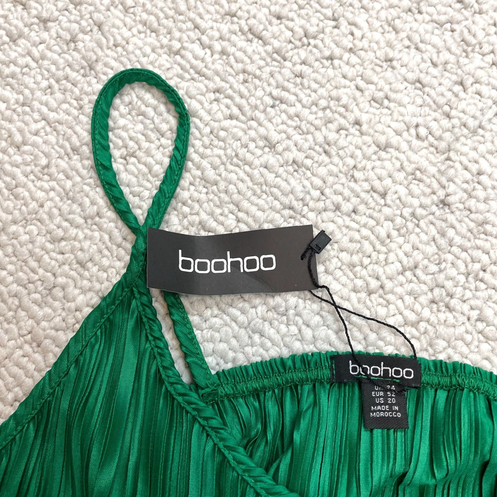 Boohoo Boohoo Tank Top Shirt Womens Plus 20 Green Plisse Cami + Wide Leg Pants 2 Piece Size 3XL / US 20-22 - 6 Thumbnail
