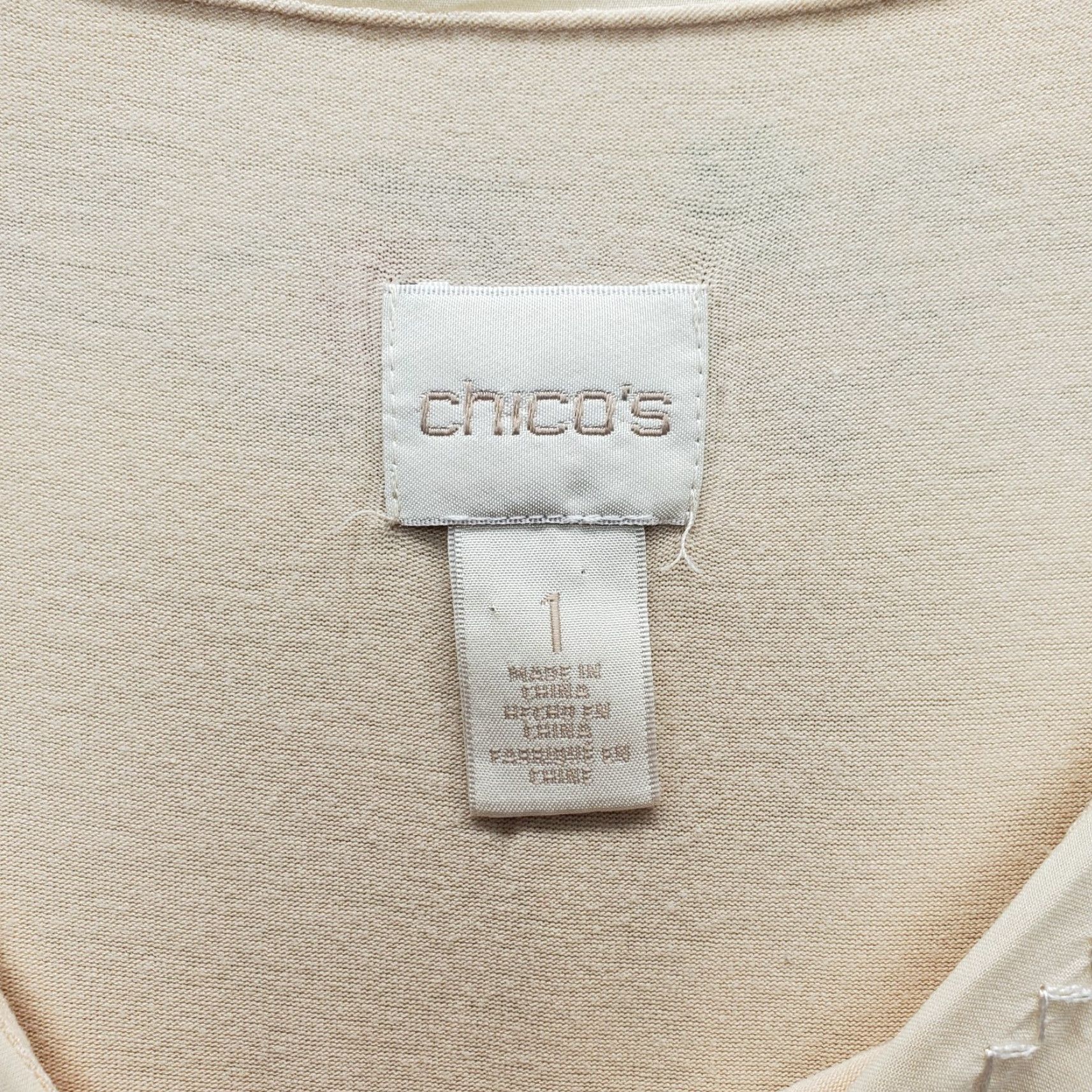 Vintage Chico's Kimono Top Womens Size 1 Tan Rayon Embroidered Flowers Sleeve Pullover Shirt Size XS / US 0-2 / IT 36-38 - 7 Thumbnail