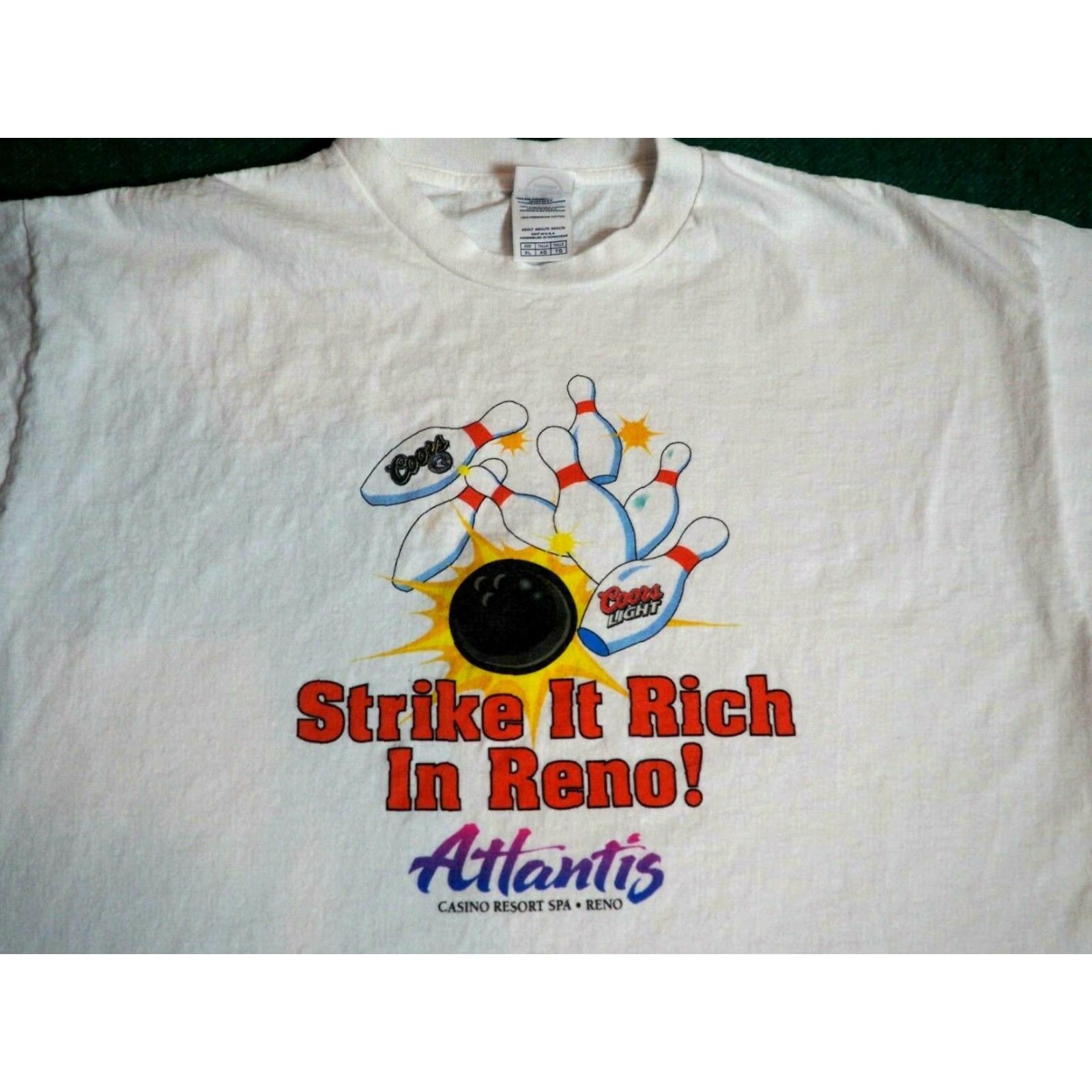 Delta Delta White Graphic T-Shirt XL Men VTG 90s Y2k Atlantis Reno Coors Gambling Short Sleeve Cotton EUC Size US XL / EU 56 / 4 - 4 Thumbnail