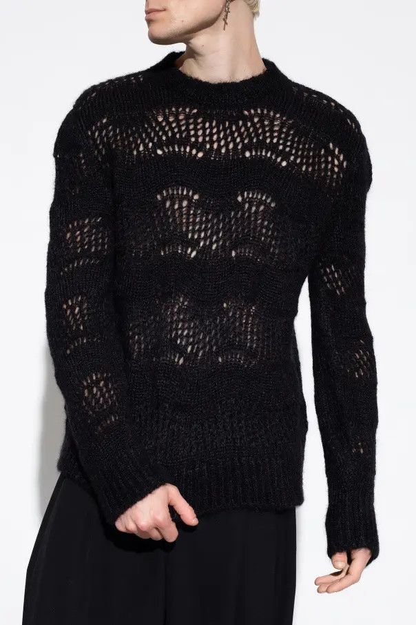 Saint Laurent Paris o1s1wg111124 Ladder-Knit Sweater in Mohair in Black Size US XXL / EU 58 / 5 - 3 Thumbnail