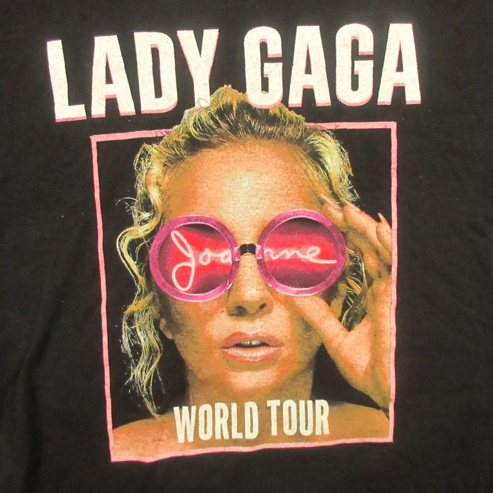 Vintage Lady Gaga JOANNE 2017 World Tour Graphic T-Shirt Adult Medium Concert Tee Black Crew Neck Short Sleeve Cotton Jersey Shirts Size M / US 6-8 / IT 42-44 - 2 Thumbnail