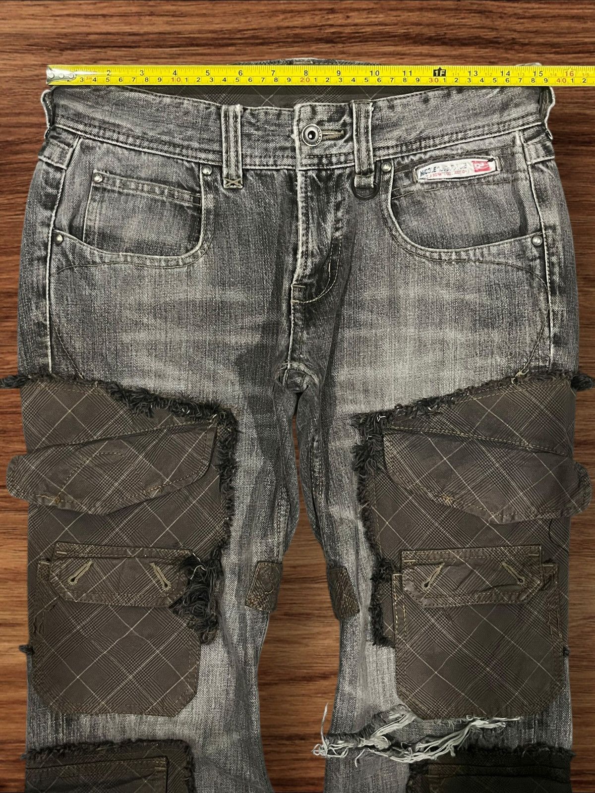 If Six Was Nine Nicole Club For Men Hyper Full Metal Punk Ripped Cargo Jeans Size US 30 / EU 46 - 19 Thumbnail