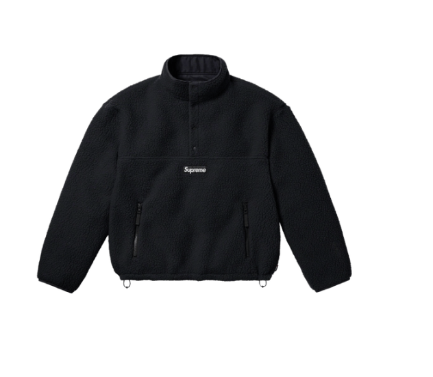 Supreme Supreme Polartec Shearling Reversible Pullover Black • XL