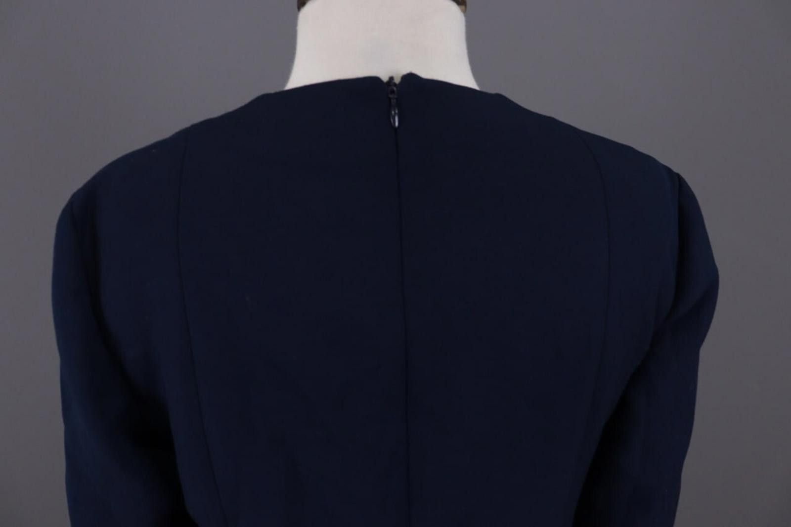 Lauren Ralph Lauren Me+Em Blue V-Neck Evening Long Sleeve A-Line Dress Size 12 Size XL / US 12-14 / IT 48-50 - 11 Thumbnail