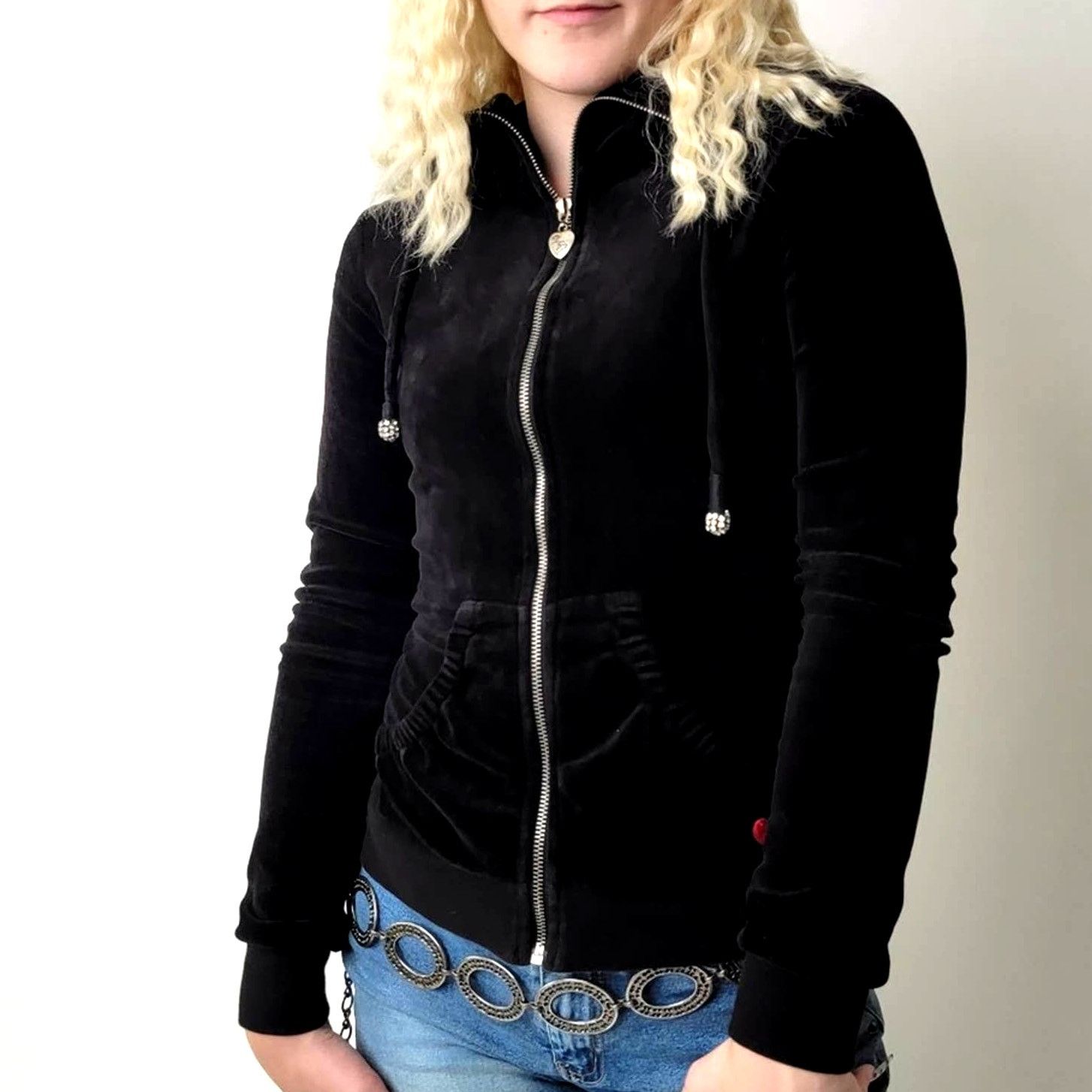 Vintage Vintage Y2k Twisted Heart Velour Zip Up Hoodie Jacket Size S / US 4 / IT 40 - 4 Thumbnail