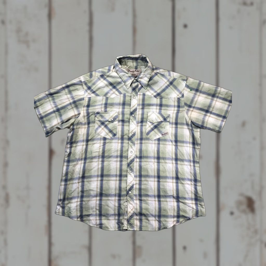 Wrangler Wrangler Shirt Mens 2XL Green Plaid Short Sleeve Western Snap Pockets Casual Size US XXL / EU 58 / 5 - 1 Thumbnail