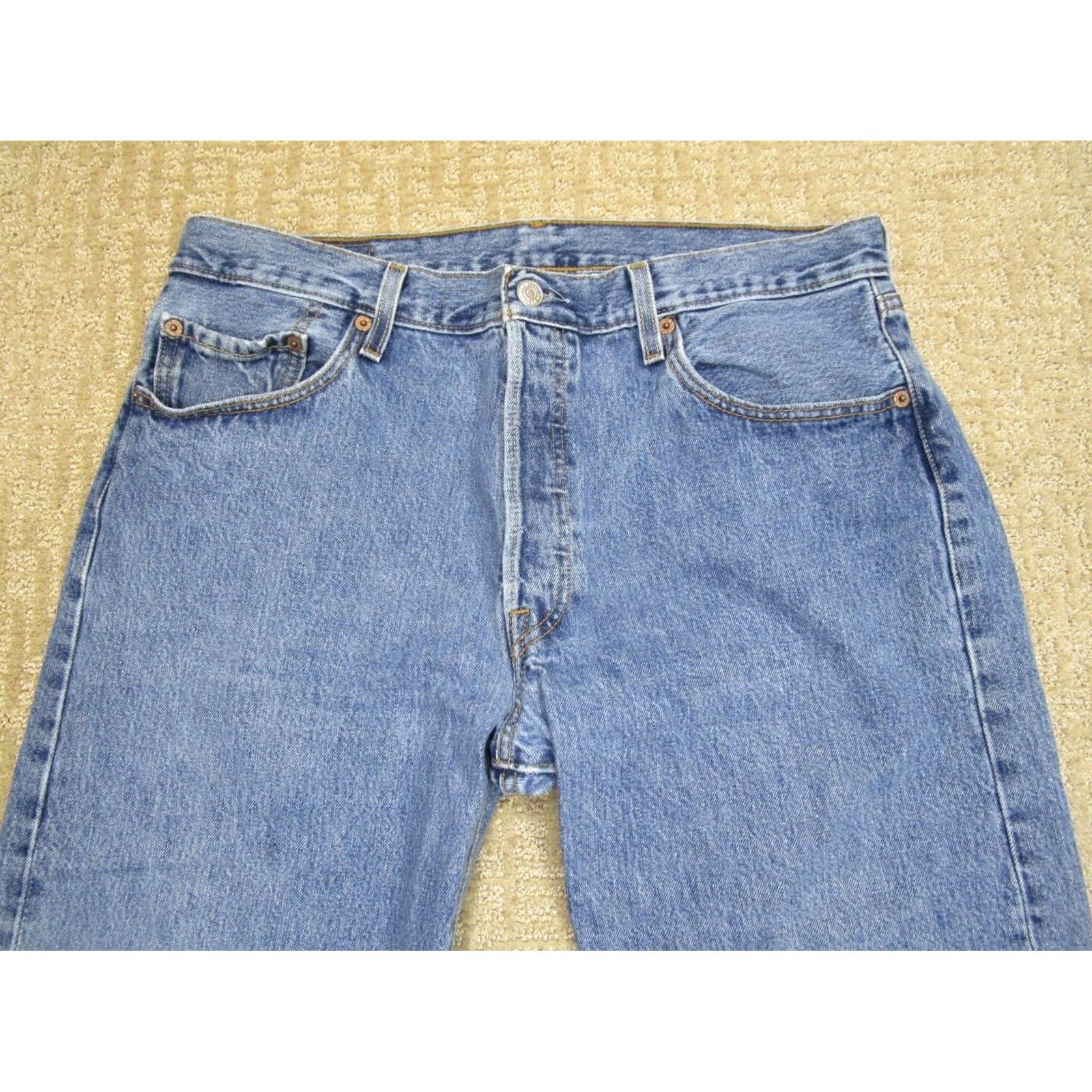Levi's VINTAGE Levi's 501 Jeans Men 36x36 Blue Button Fly Original Light Wash Denim Pants Straight 5-Pocket Mens Regular Fit Blue Jeans Size US 36 / EU 52 - 2 Thumbnail