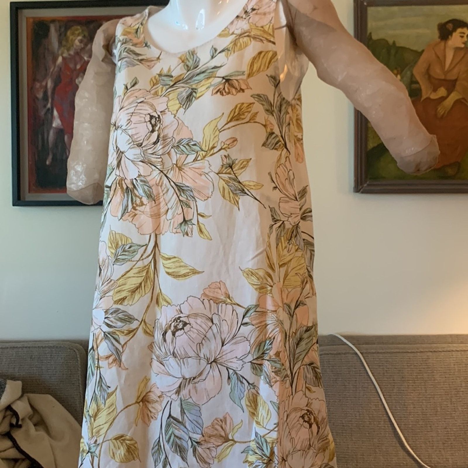Nicole Miller Nicole Miller linen floral botanical sleeveless A-line dress Size M / US 6-8 / IT 42-44 - 2 Thumbnail
