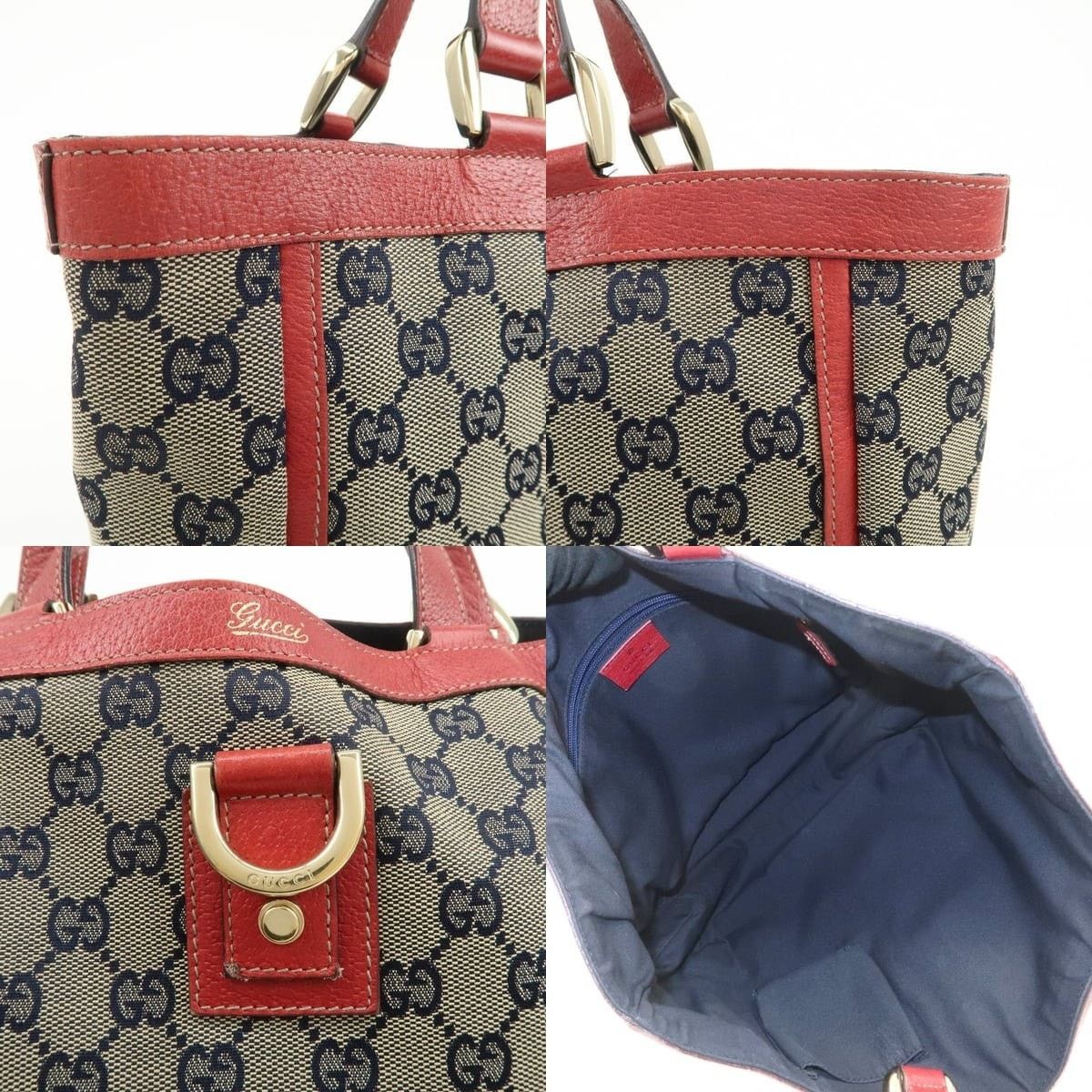 Gucci Gucci Abbey GG Canvas & Leather Tote Red Size ONE SIZE - 6 Thumbnail