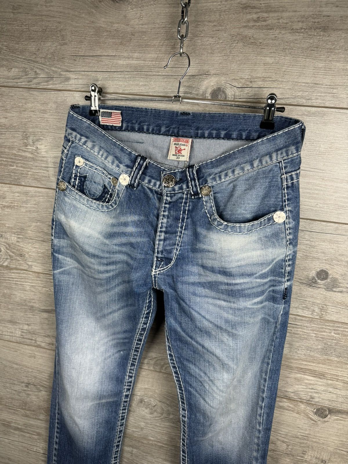 TRUE RELIGION VINTAGE BIG LOGO Y2K JAPANESE JEANS SIZE 33