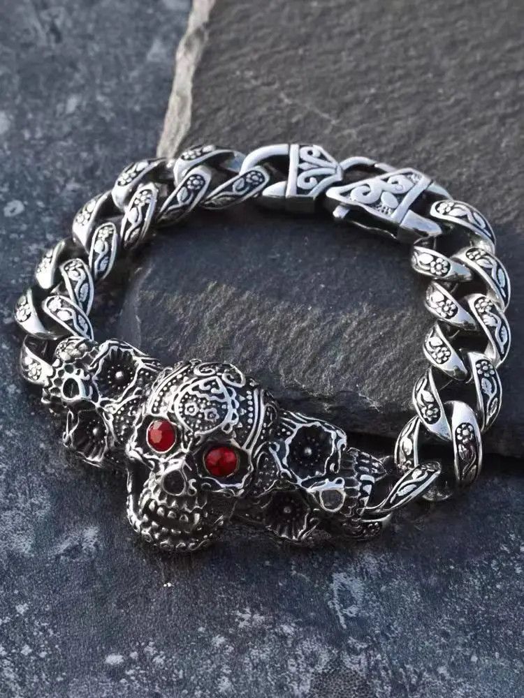 Designer × Japanese Brand × Vintage Hip Hop Retro Fashion Skull Harajuku Bracelet Size ONE SIZE - 1 Thumbnail