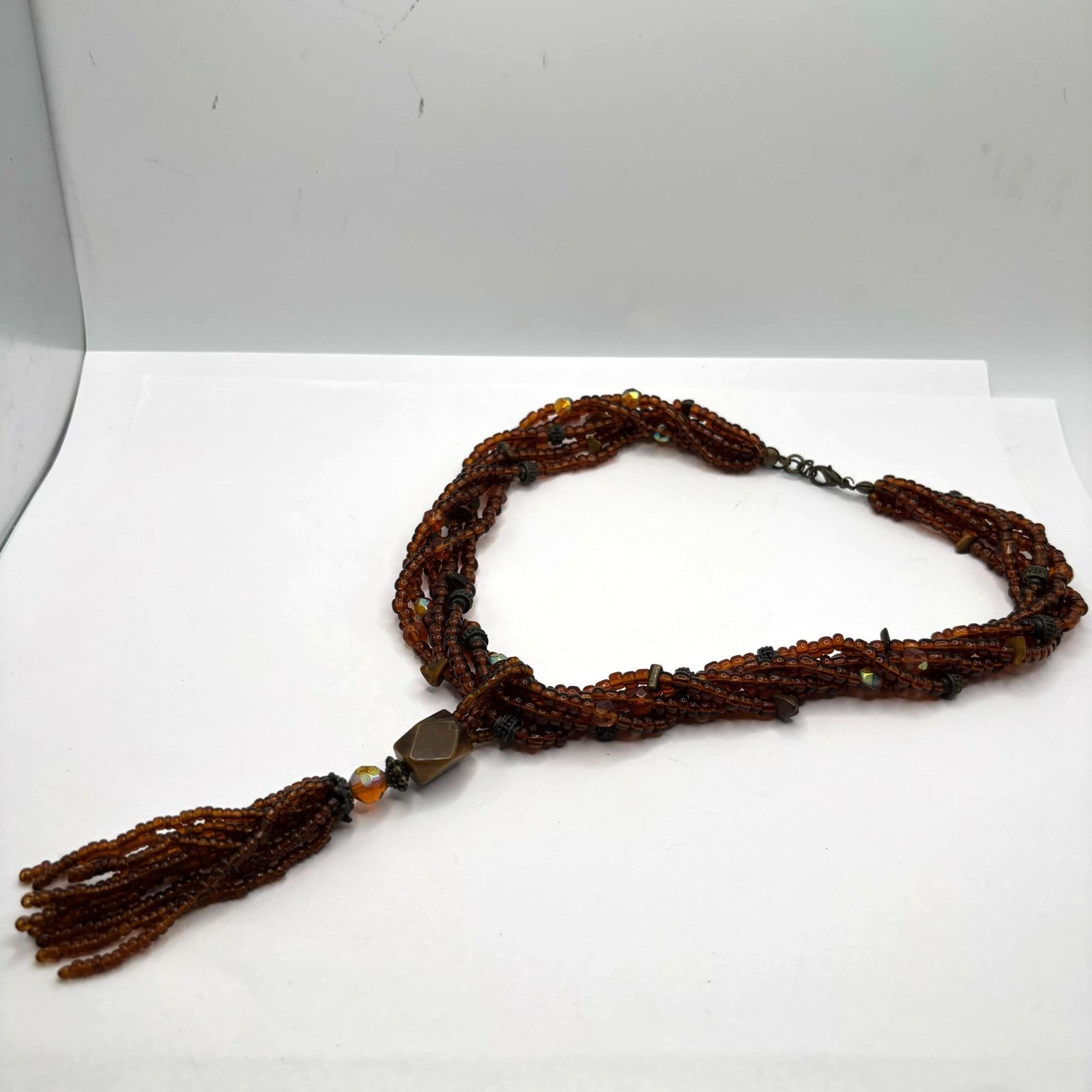 Other Brown Beaded Tassel Necklace Size ONE SIZE - 3 Thumbnail