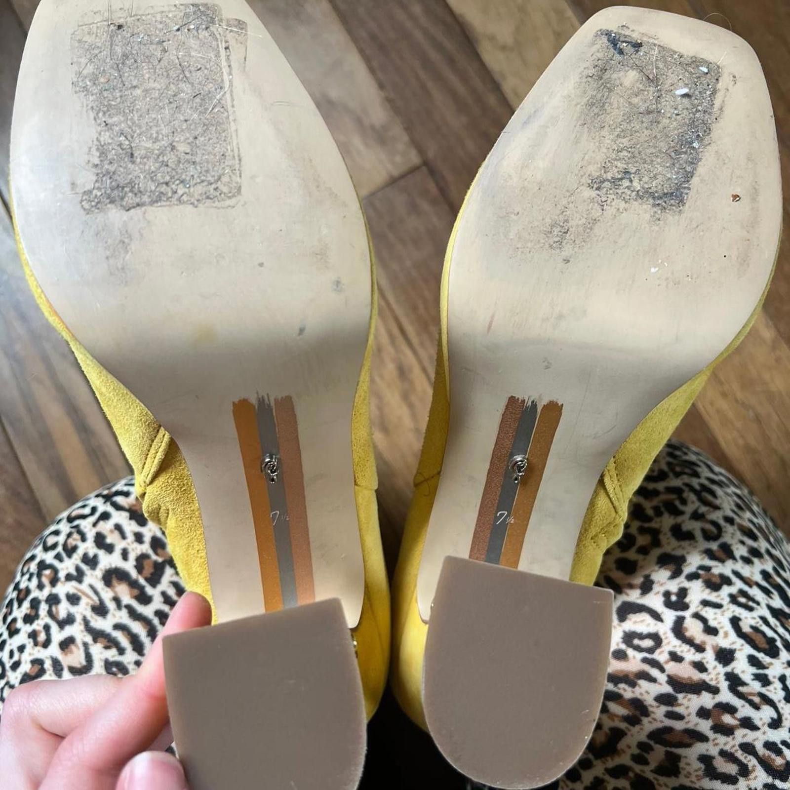 Other Sam Edelman Jaye Yellow Suede Block Heel Squared Size US 7.5 / IT 37.5 - 4 Thumbnail