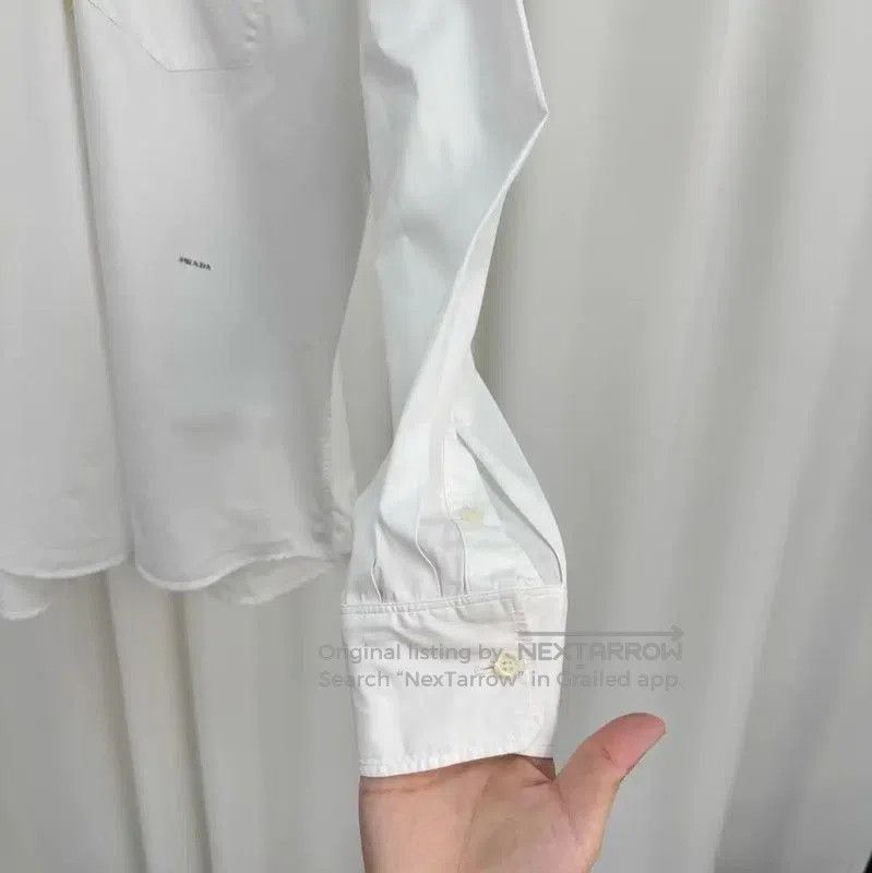 Prada Prada Spring Autumn White Cotton Logo Shirt. Size M / US 6-8 / IT 42-44 - 4 Thumbnail