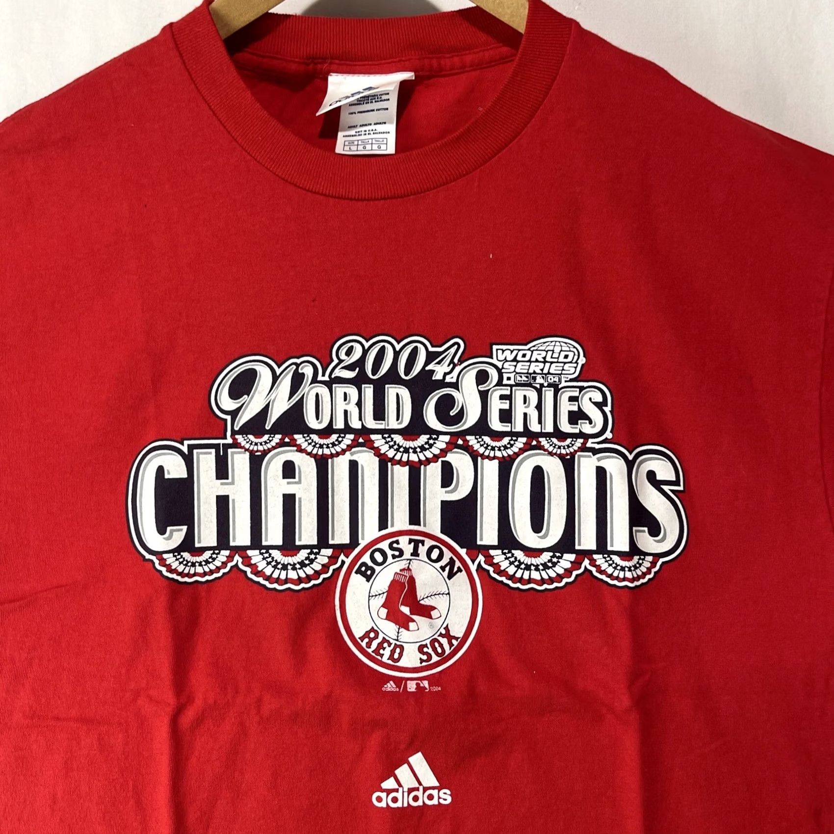 Adidas Adidas Boston Red Sox 2004 MLB World Series Champions T-Shirt Adult Large Red Shirt Men Logo Graphic Print Baseball-MLB World Series 2004 Size US L / EU 52-54 / 3 - 3 Thumbnail