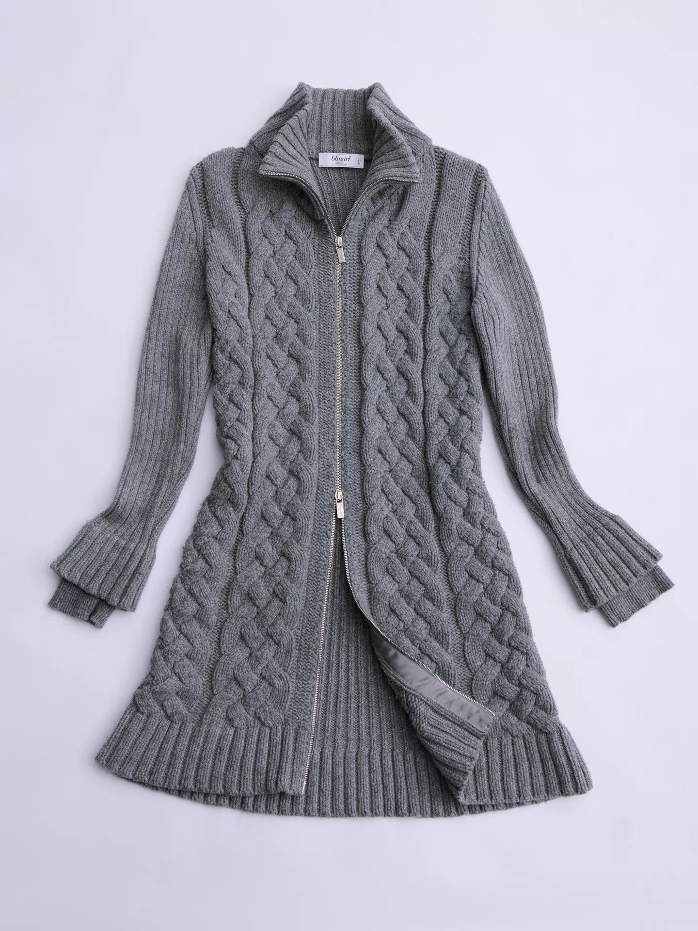 Blumarine Blugirl by Blumarine Gray Zipper Knit Long Jacket Size ONE SIZE - 7 Thumbnail
