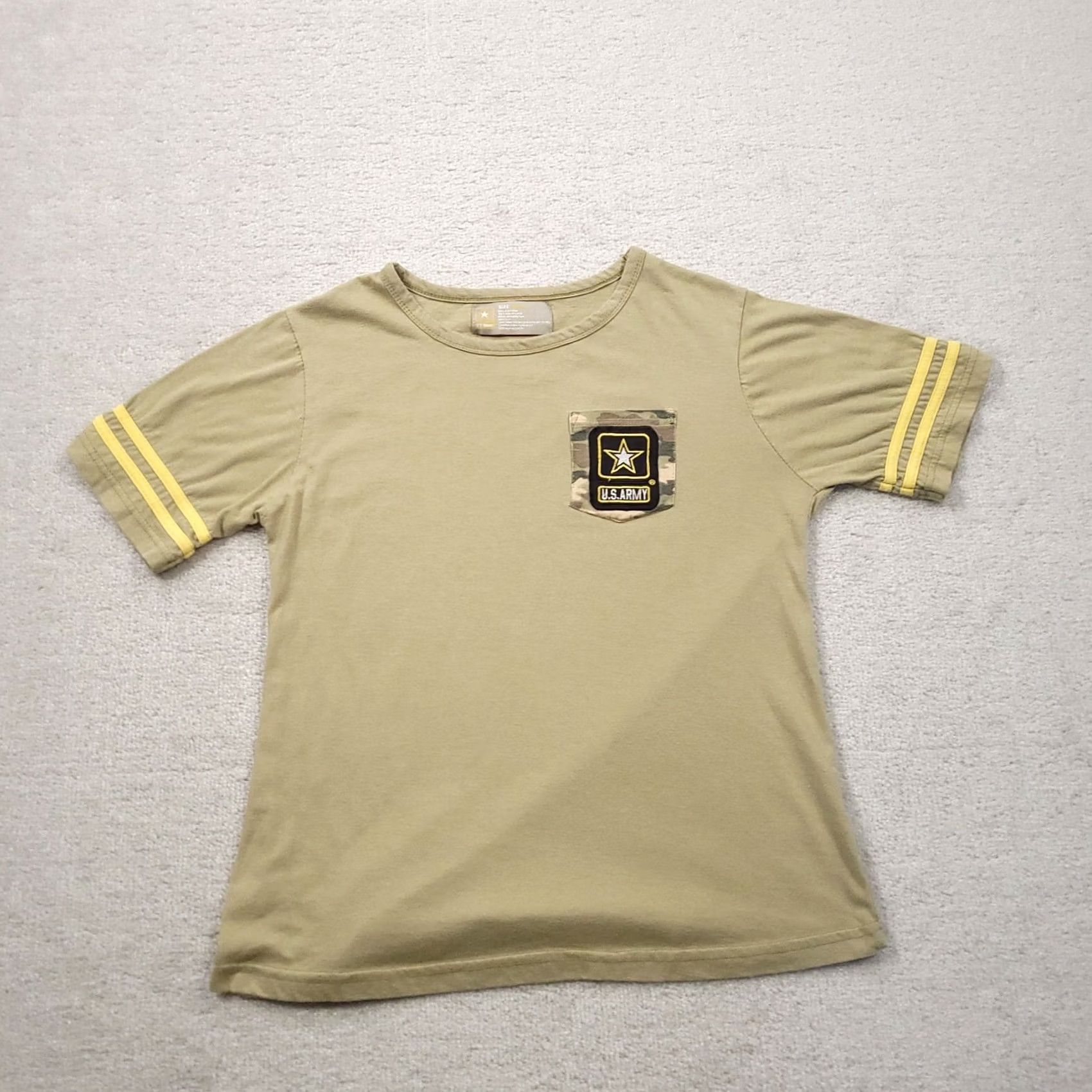 Vintage Womens US Army Green Shirt Small Camouflage Pocket Striped Sleeves T-Shirt Short Sleeve Crew Pullover Casual Size S / US 4 / IT 40 - 2 Thumbnail