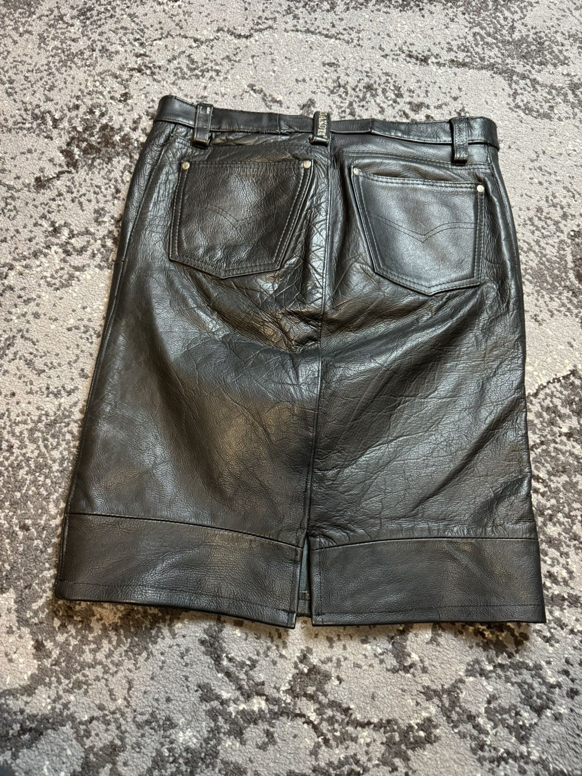 If Six Was Nine × Vintage Vintage Y2K BDSM leather Dakota Opium Motorcycle Skirt Cust Size US 33 - 9 Thumbnail