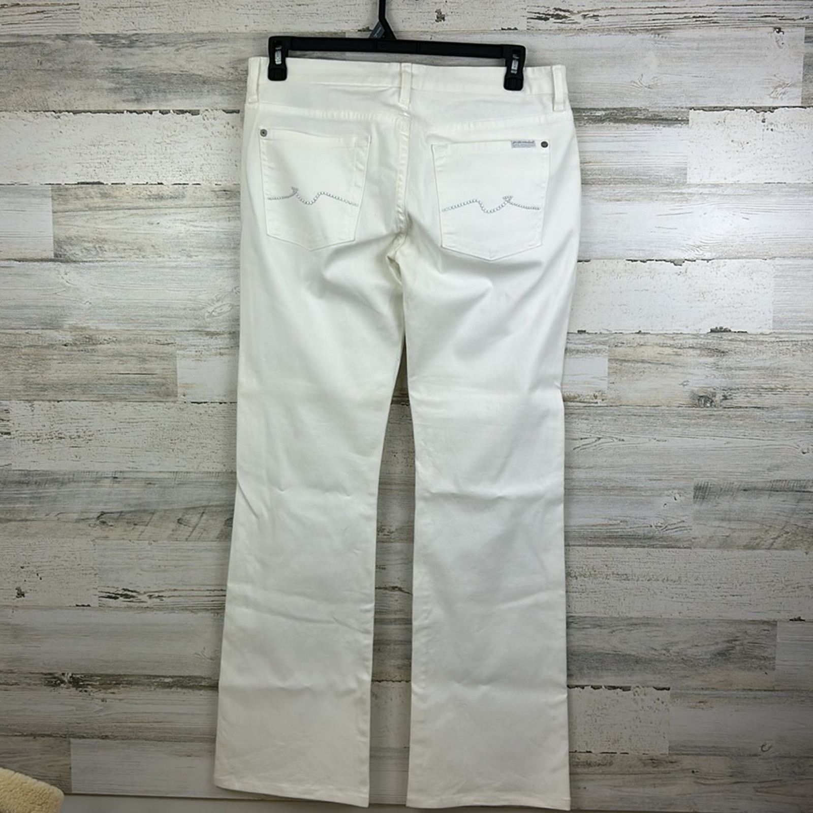 7 For All Mankind Seven For All Mankind Womens 32 white cotton wide leg jeans Size 32" / US 10 / IT 46 - 2 Thumbnail