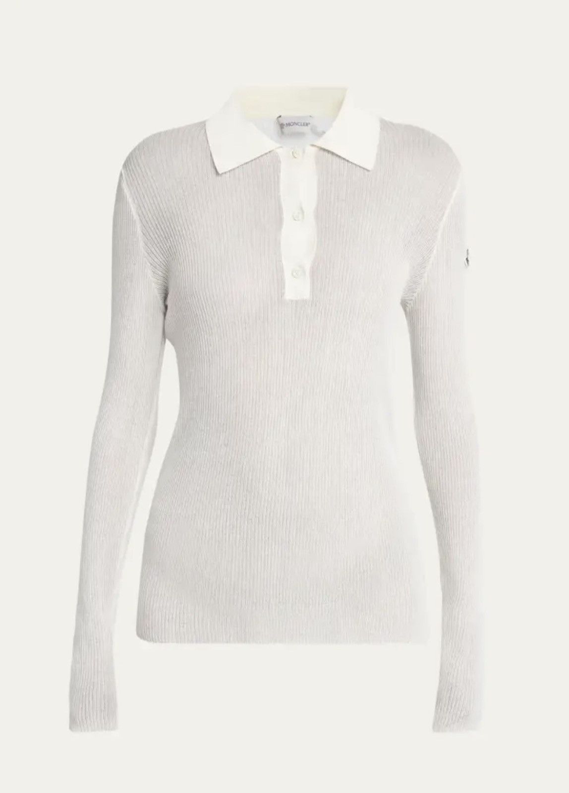 Moncler Moncler Long-Sleeve Ribbed Polo Shirt size L Size L / US 10 / IT 46 - 1 Thumbnail