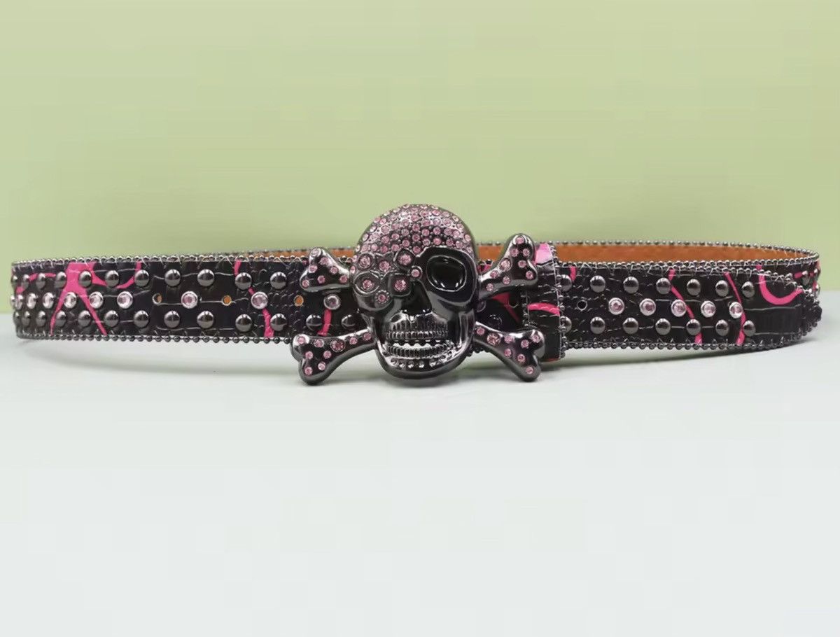 Other Skul Rhinestone Studded Pu Leather Belt -105 cm Size 34 - 4 Thumbnail