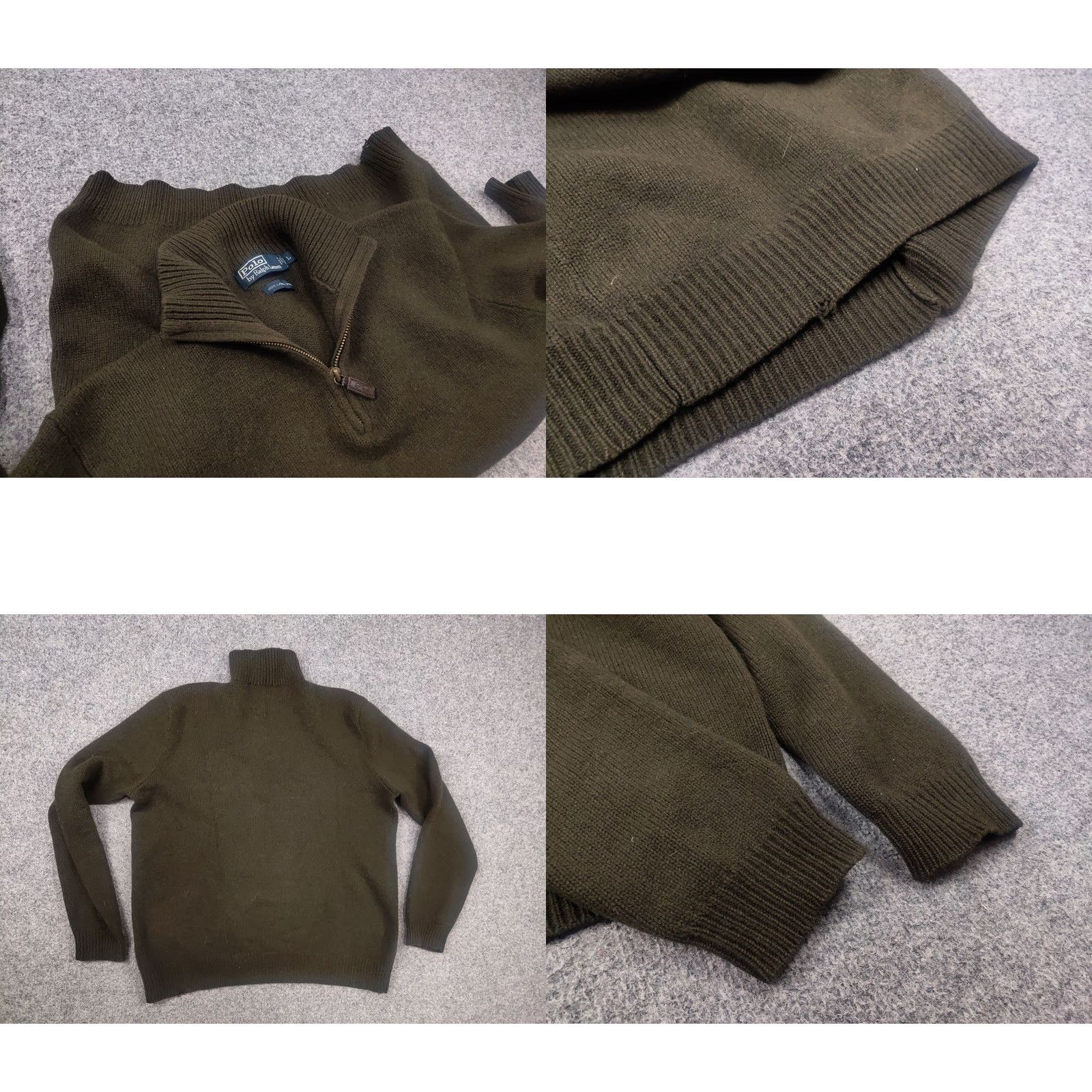 Polo Ralph Lauren VINTAGE Polo Ralph Lauren Lambswool half zip Collar Knit Dark Green Sweater Size US L / EU 52-54 / 3 - 8 Thumbnail
