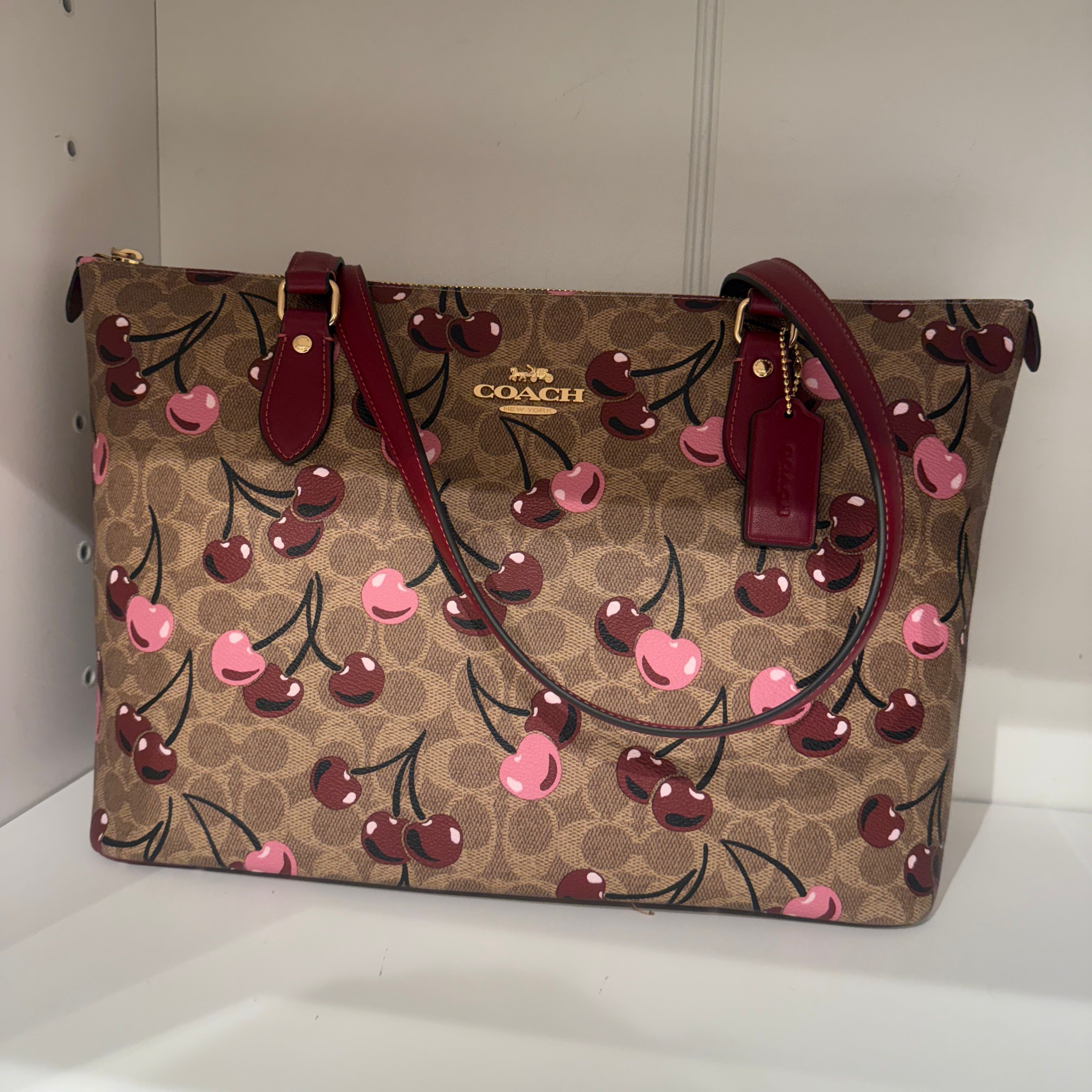 coach Gallery Tote Bag With Cherry Print caa71