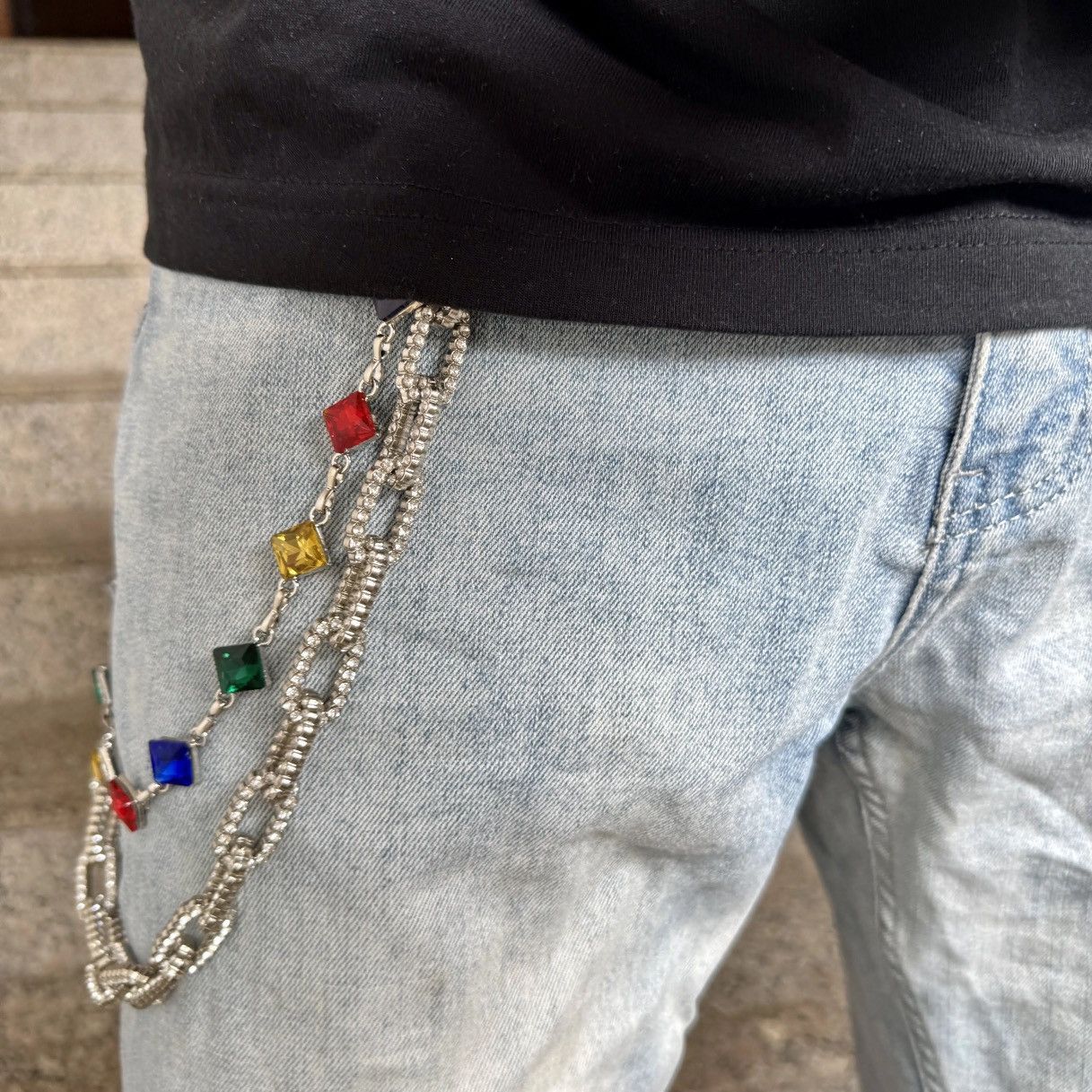 Other Double Layer Colourful RhinestoneCuban Chain Wallet Pant Size ONE SIZE - 1 Thumbnail