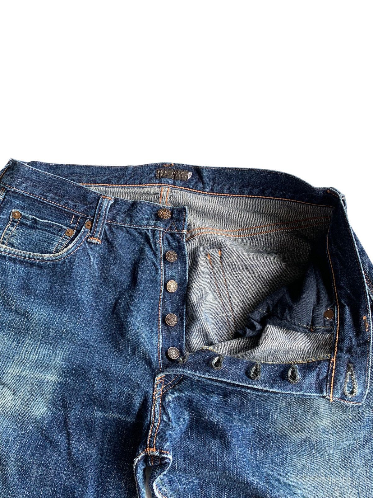 Full Count & Co. FULL COUNT SELVEDGE BUTTON FLY FADED DISTRESSED DENIM Size US 31 - 10 Thumbnail