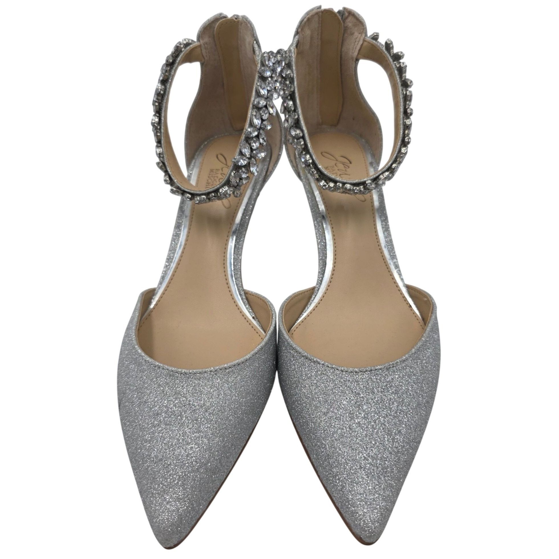Badgley Mischka Jewel Badgley Mischka Women 7.5 Silver Robles Crystal Kitten Size US 7.5 / IT 37.5 - 2 Thumbnail