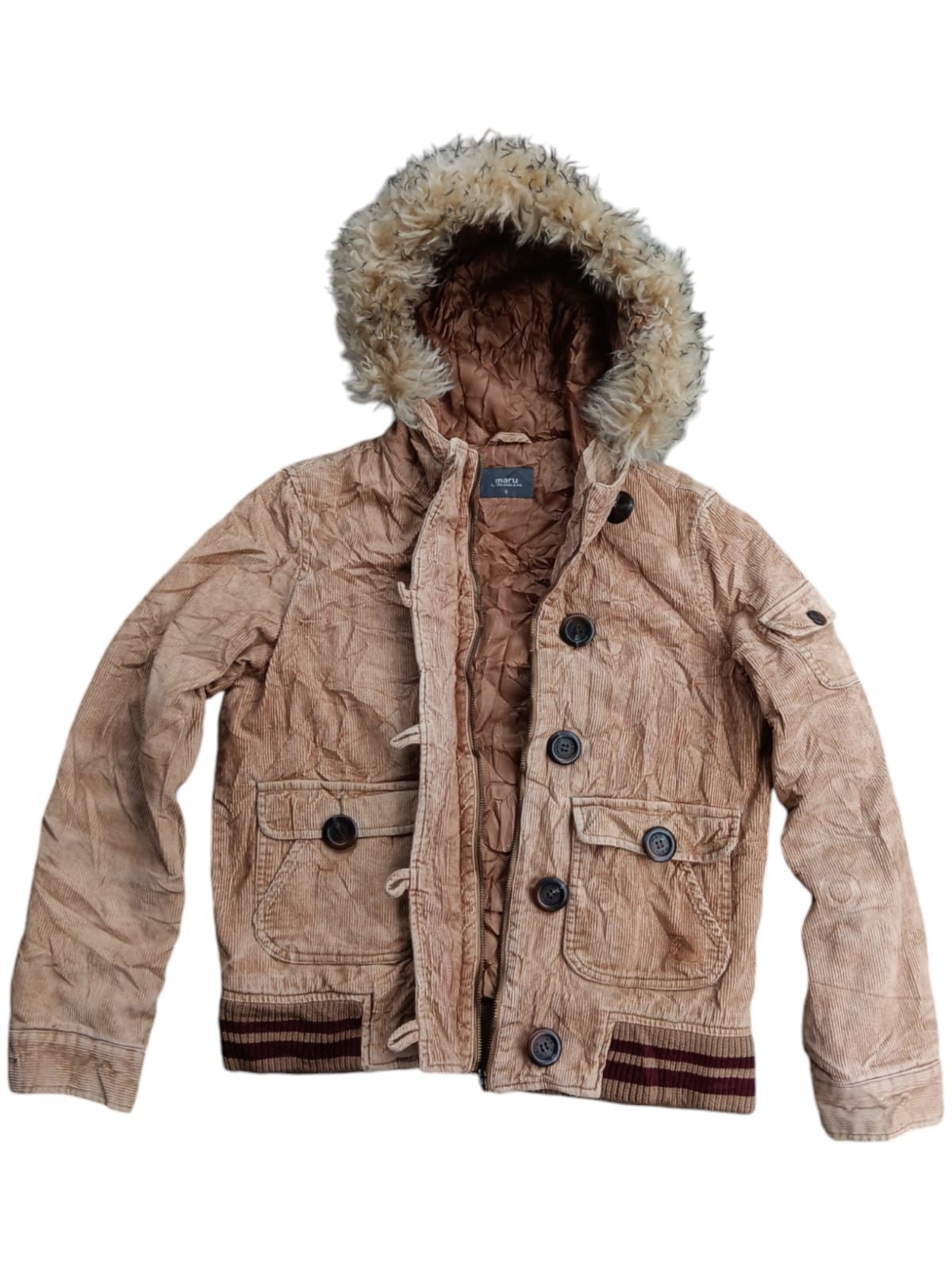 Japanese Brand Maru japanese corduroy fur hoodie jacket Size US S / EU 44-46 / 1 - 2 Thumbnail