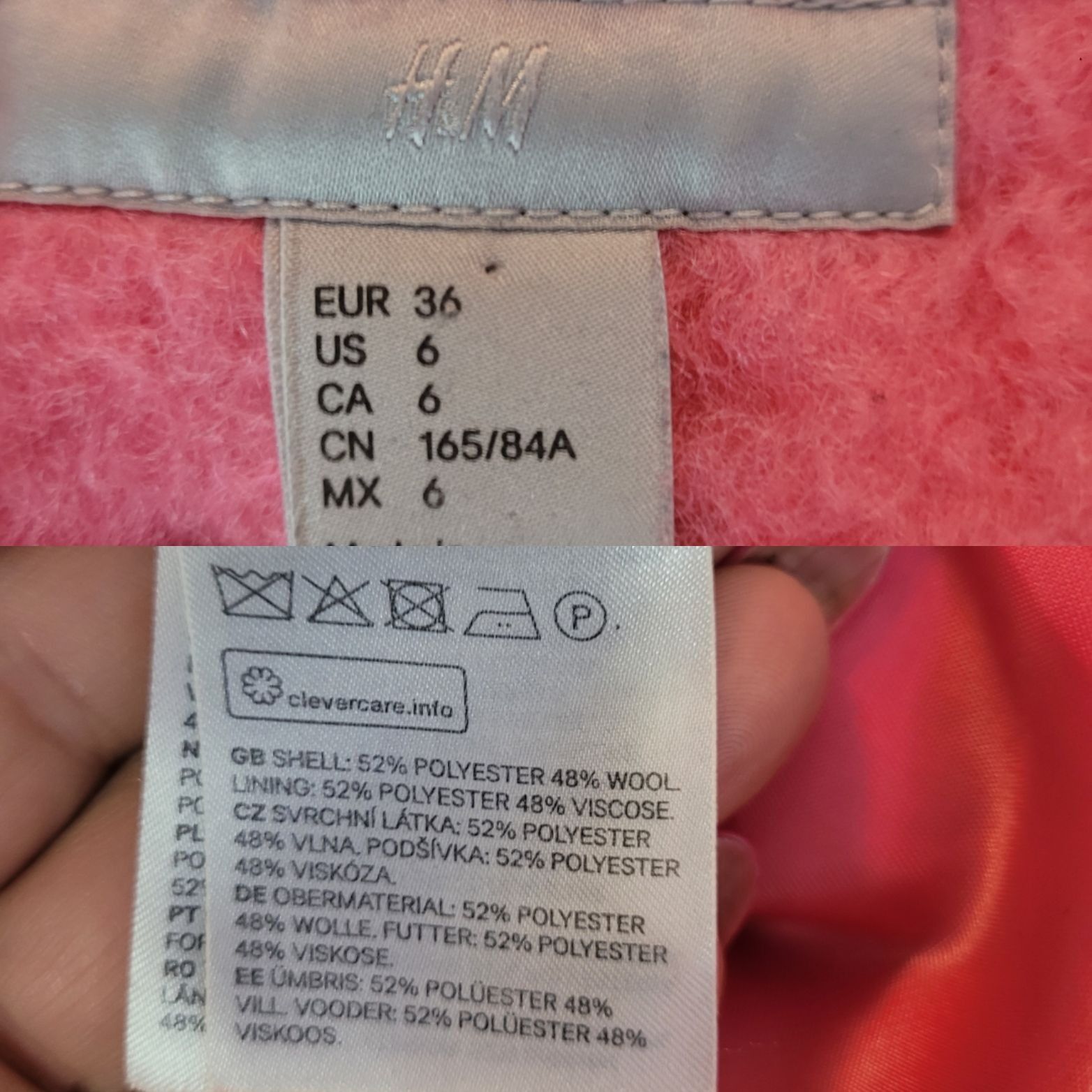 H&M H&M Womens Bubble Gum Pink Wool Oversized Coat 6 Barbiecore Size S / US 4 / IT 40 - 3 Thumbnail