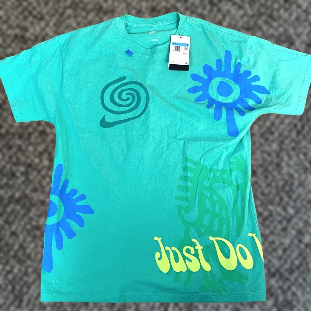 Nike Nike Mens T Shirt Medium Loose Fit Graphic Print Green Puff Just Do It Size M Size US M / EU 48-50 / 2 - 1 Thumbnail