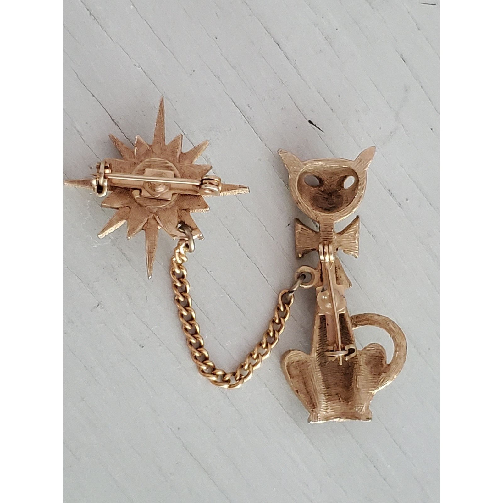 Other Vintage MCM Cat Star Burst Sweater Chatelaine Brooch Pin Size ONE SIZE - 4 Thumbnail