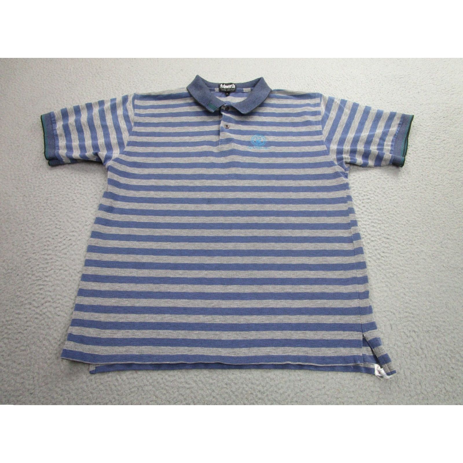 Vintage VINTAGE Ashworth Polo Shirt Mens Large Blue Gray Striped Spanish Hills Golf USA Cotton Size US L / EU 52-54 / 3 - 2 Thumbnail