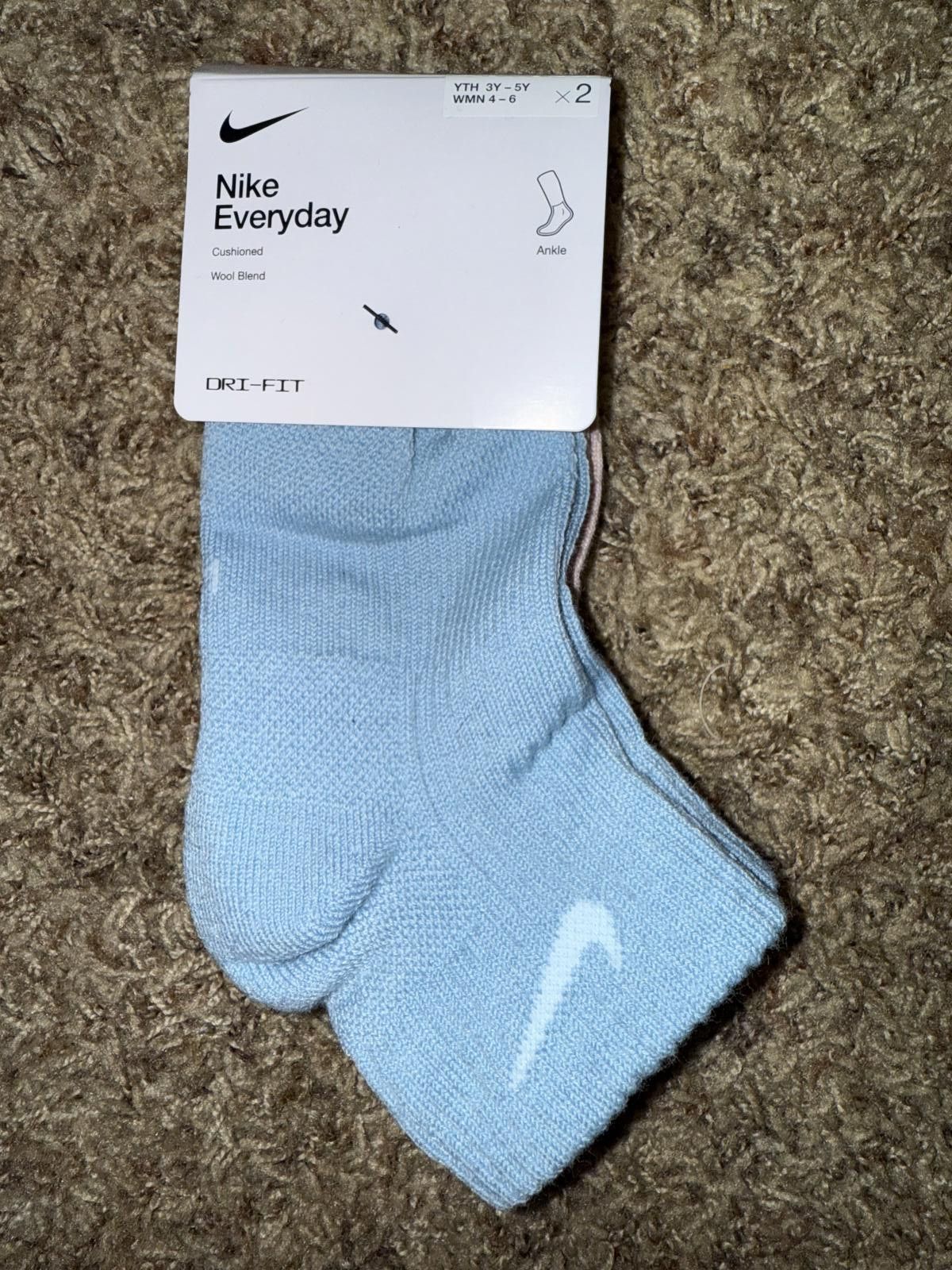 Nike Nike Everyday Wool Cushioned Ankle Socks- 2 Pair Size ONE SIZE - 1 Thumbnail