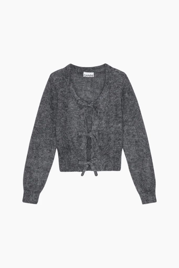 Ganni o1s22i1n0525 Mohair Cardigan in Grey Size XS / US 0-2 / IT 36-38 - 1 Thumbnail